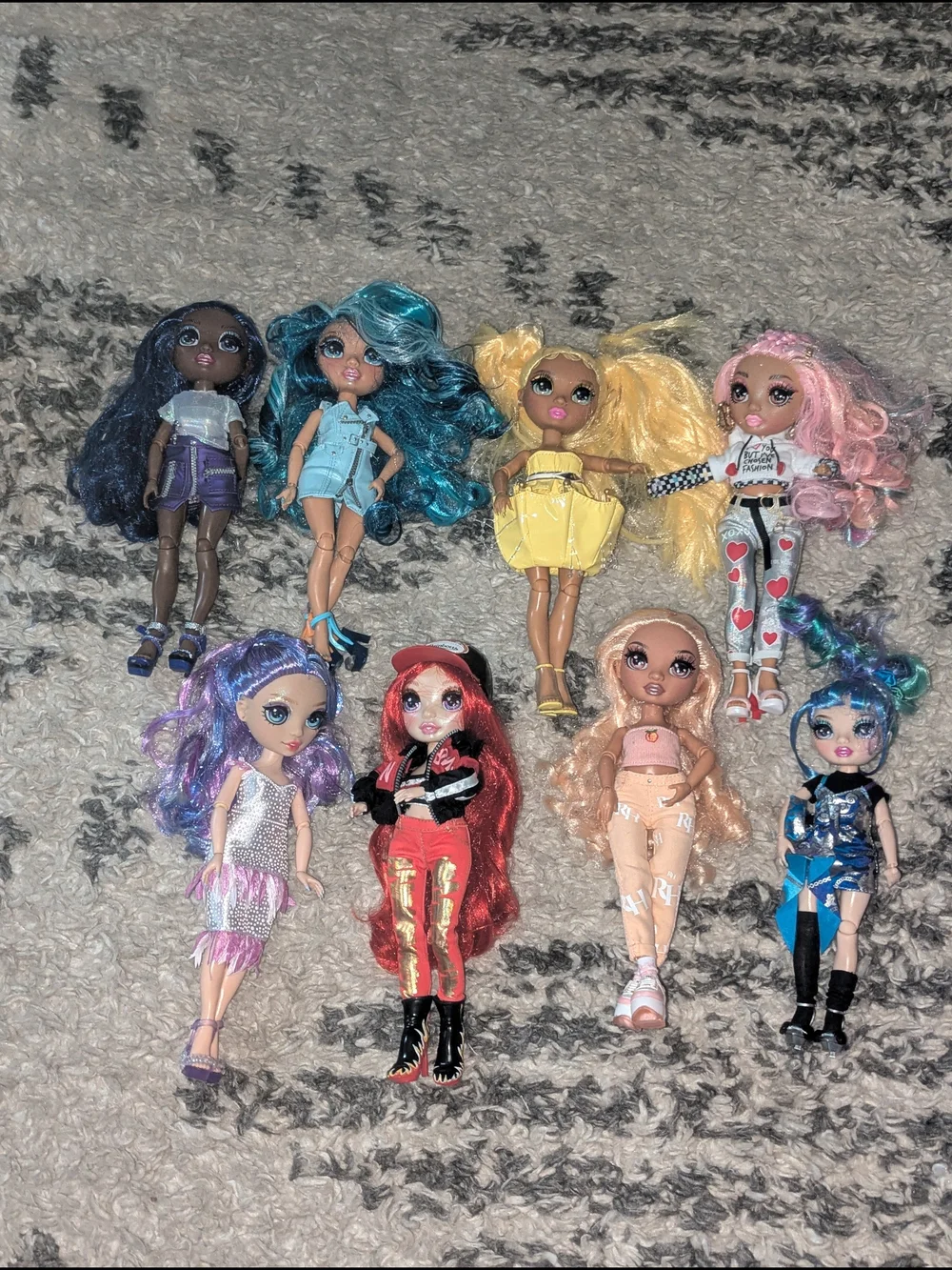 monster high Dolls Set - Blue, Teal, Yellow, Pink, Purple, Red, Black, Blonde
